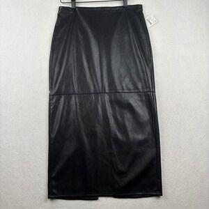 New Good American Faux Leather Skirt Womens 6 28 High Rise Pencil Slit Long